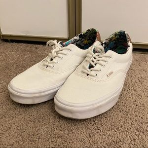 Men’s White Vans with Floral Interior